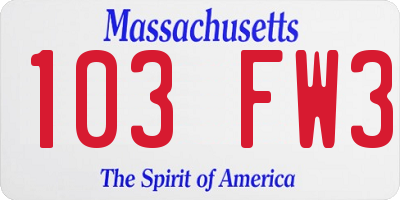 MA license plate 103FW3