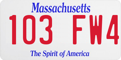 MA license plate 103FW4