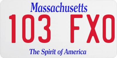 MA license plate 103FX0