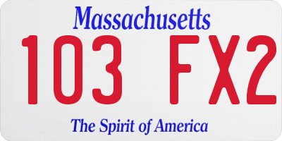 MA license plate 103FX2