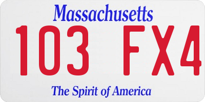 MA license plate 103FX4