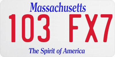 MA license plate 103FX7