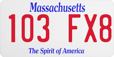 MA license plate 103FX8