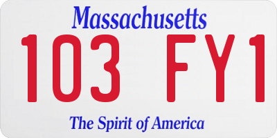 MA license plate 103FY1