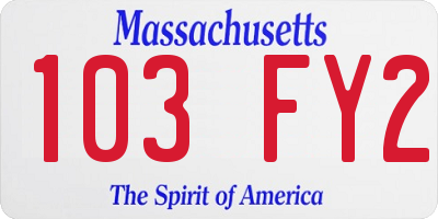 MA license plate 103FY2