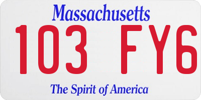 MA license plate 103FY6