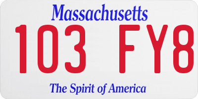 MA license plate 103FY8
