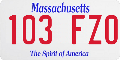 MA license plate 103FZ0