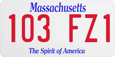 MA license plate 103FZ1