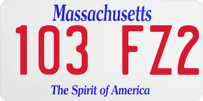 MA license plate 103FZ2