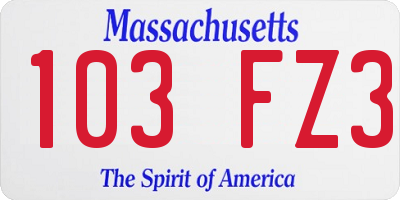 MA license plate 103FZ3
