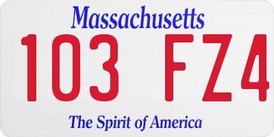 MA license plate 103FZ4