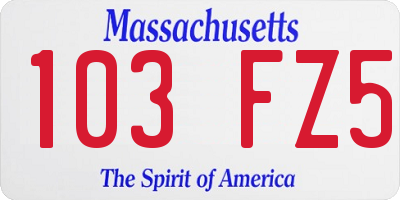 MA license plate 103FZ5