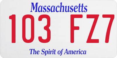 MA license plate 103FZ7