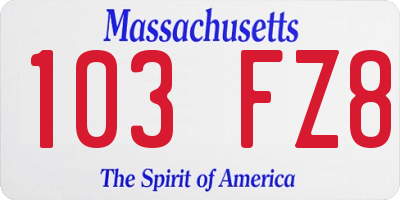 MA license plate 103FZ8