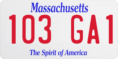 MA license plate 103GA1