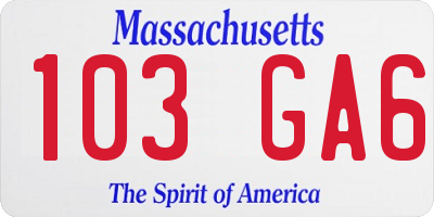 MA license plate 103GA6