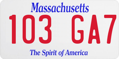 MA license plate 103GA7