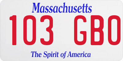 MA license plate 103GB0