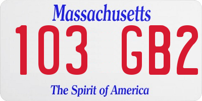 MA license plate 103GB2