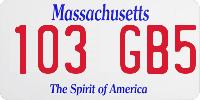 MA license plate 103GB5