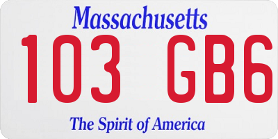 MA license plate 103GB6