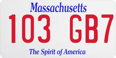 MA license plate 103GB7