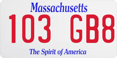 MA license plate 103GB8