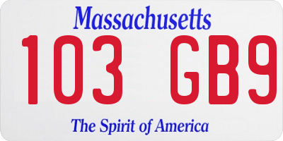 MA license plate 103GB9