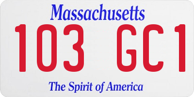 MA license plate 103GC1