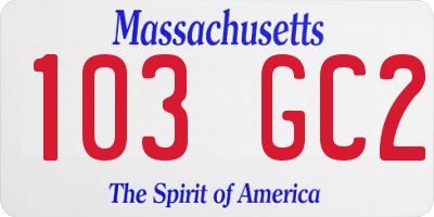 MA license plate 103GC2