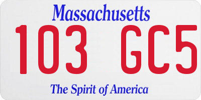 MA license plate 103GC5