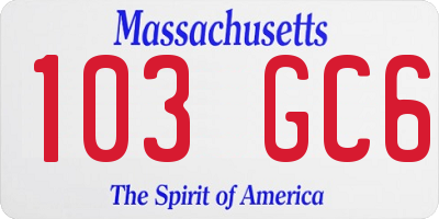 MA license plate 103GC6