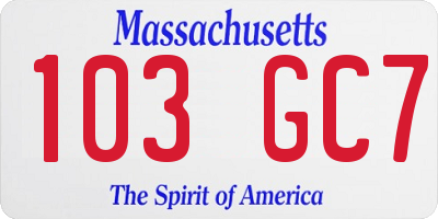 MA license plate 103GC7
