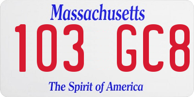 MA license plate 103GC8