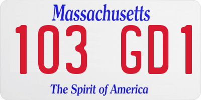 MA license plate 103GD1
