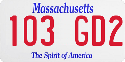 MA license plate 103GD2