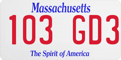 MA license plate 103GD3