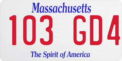 MA license plate 103GD4