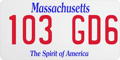 MA license plate 103GD6