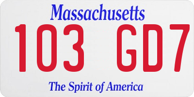 MA license plate 103GD7