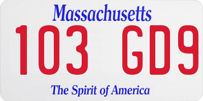 MA license plate 103GD9