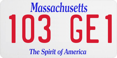 MA license plate 103GE1