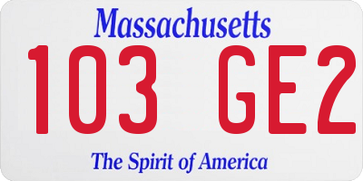 MA license plate 103GE2