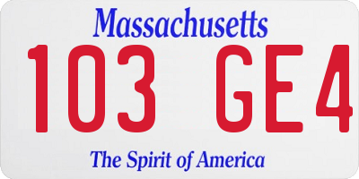 MA license plate 103GE4