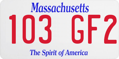 MA license plate 103GF2