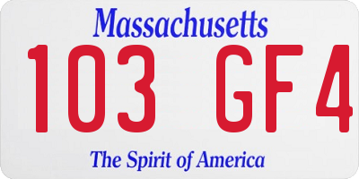 MA license plate 103GF4