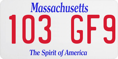 MA license plate 103GF9