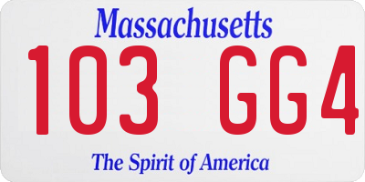 MA license plate 103GG4