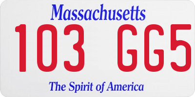 MA license plate 103GG5